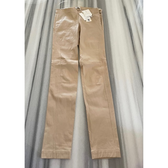 BRUNELLO CUCINELLI BEIGE LEATHER SKINNY PANTS SIZE 2 NWT - Picture 1 of 6